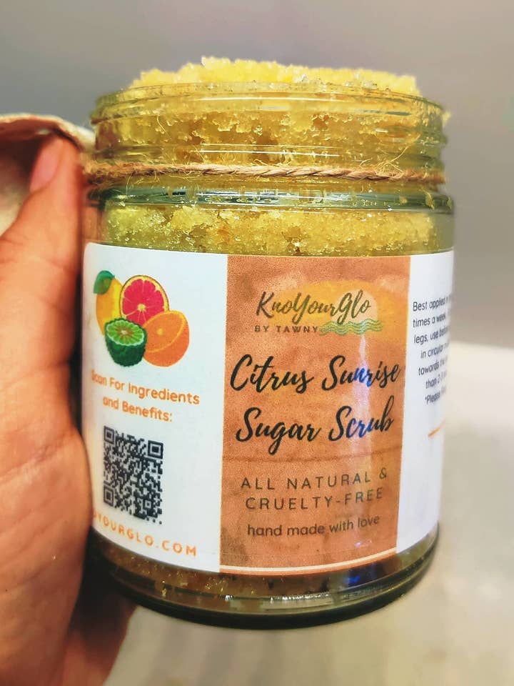 Citrus Sunrise- Energizing Sugar Scrub 9oz. for wholesale by KnoYourGlo