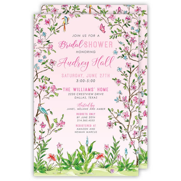 Apartamento Grande Jardim Encantado Rosa Pintado à mão por atacado de RosanneBeck Collections