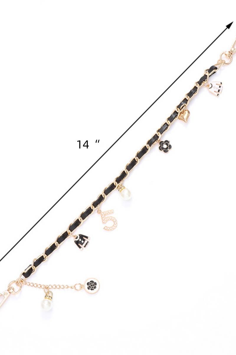 Leto Accessories - Wholesale Bag Strap - Women's - Inspired Pearl&Leather Interwoven Bag Charm Chain Strap2
