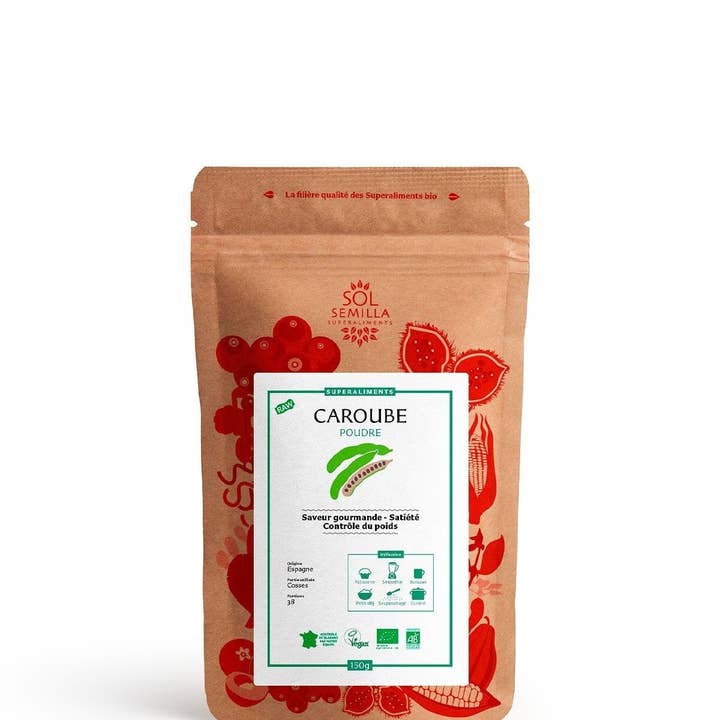Sol Semilla - Wholesale Protein/Superfood Powder - Organic & vegan raw carob - Powder - 150g