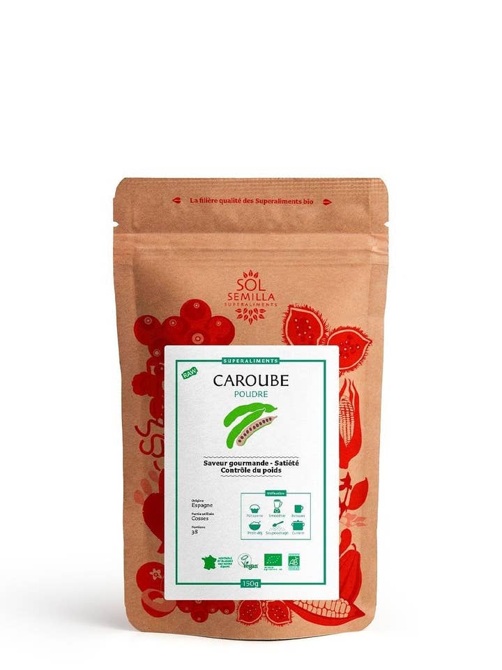 Organic & vegan raw carob - Powder - 150g for wholesale by Sol Semilla