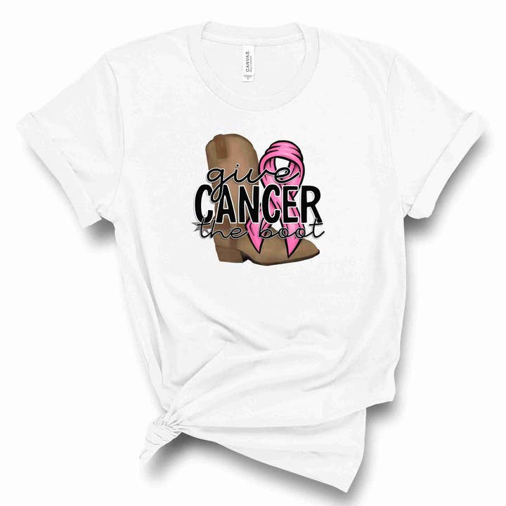 Give Cancer the Boot - Pink Ribbon - Graphic Tee for wholesale by Jasie Blanks