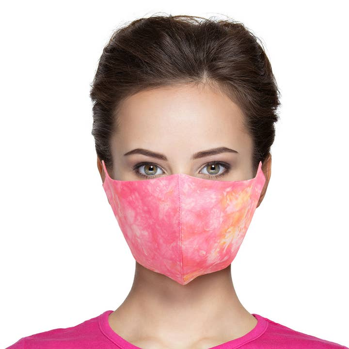 Pink and Yellow Tie Dye Mask for wholesale by PinktownUSA