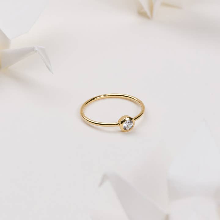 Brilliant Bezel 14K Gold Vermeil Ring - S6 for wholesale by Wanderlust + Co