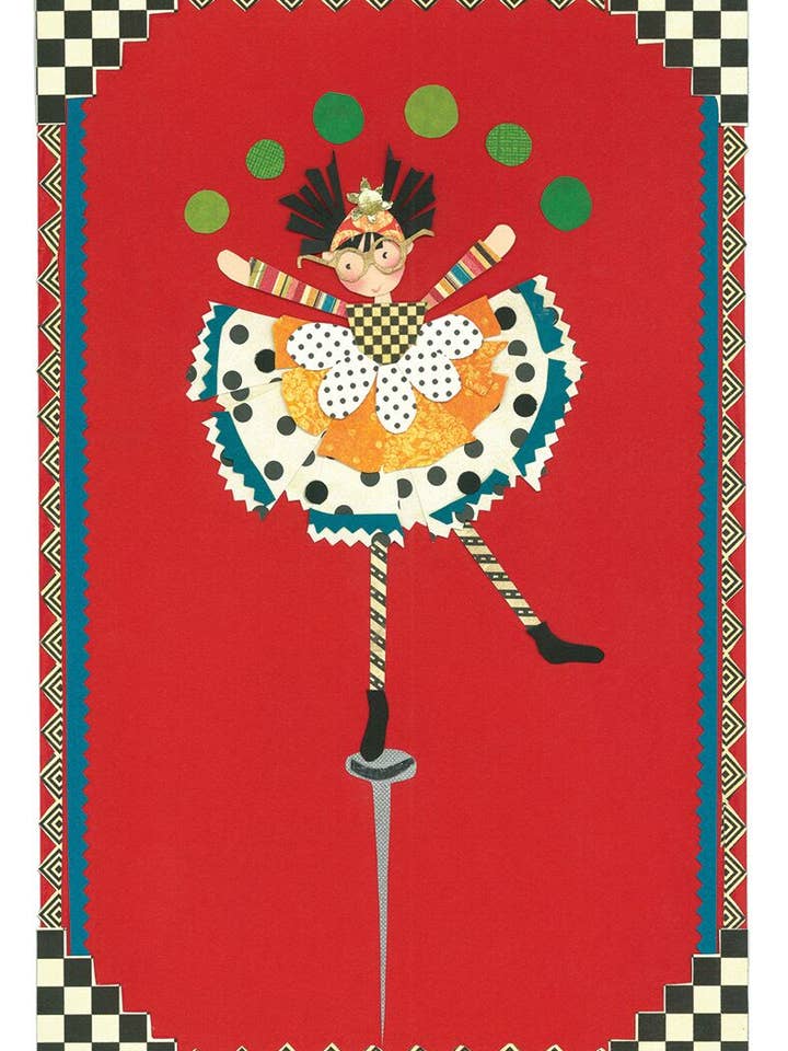 Girl Juggling on Head of Pin Card   for wholesale by Iddy biddy boo design