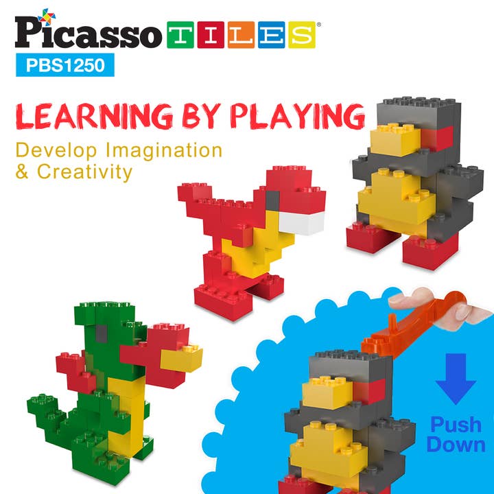 PicassoTiles - Wholesale Building Set - Kids - PicassoTiles 1250pc Brick & Magnetic Tile Building Set2