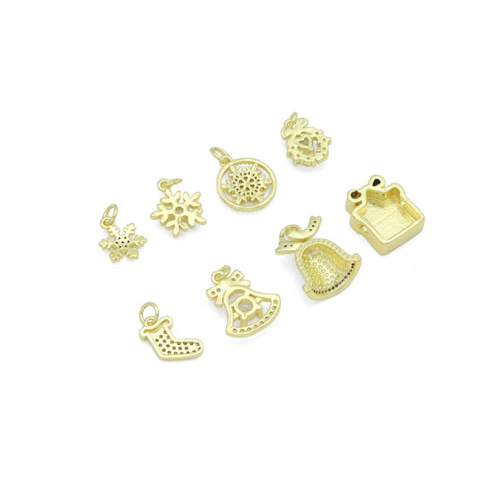 BestBeads&Beyond - Wholesale Individual charm/pendant - Christmas Holiday Charm collection, Christmas Snowflake Bell gift box wreath Charm Pendant, Sku#LK12912