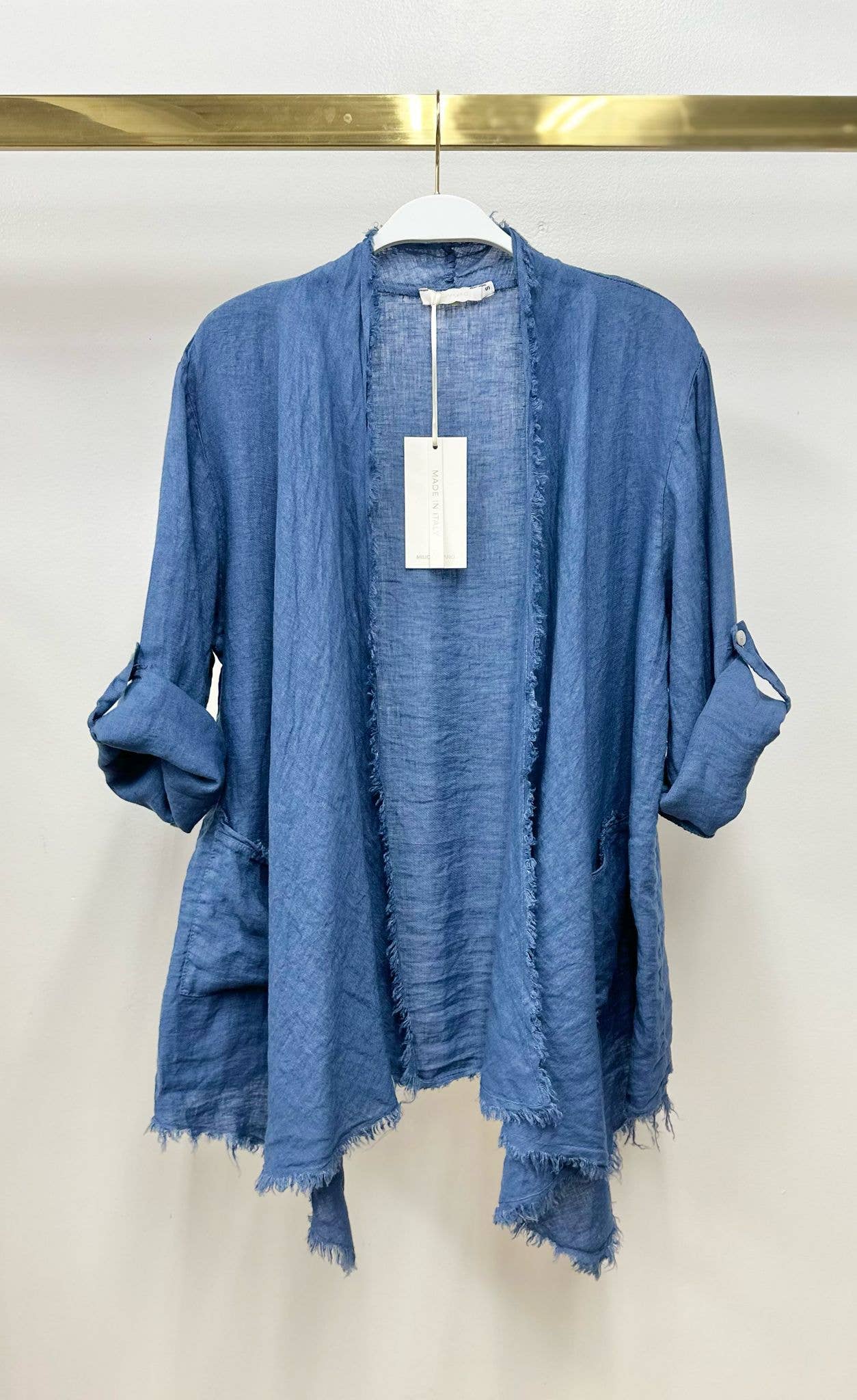 MILIO MILANO – Engroshandel Cardigan - Dame – LINEN ASYMMETRISK DRAPERET CARDIGAN (12363/154117)5