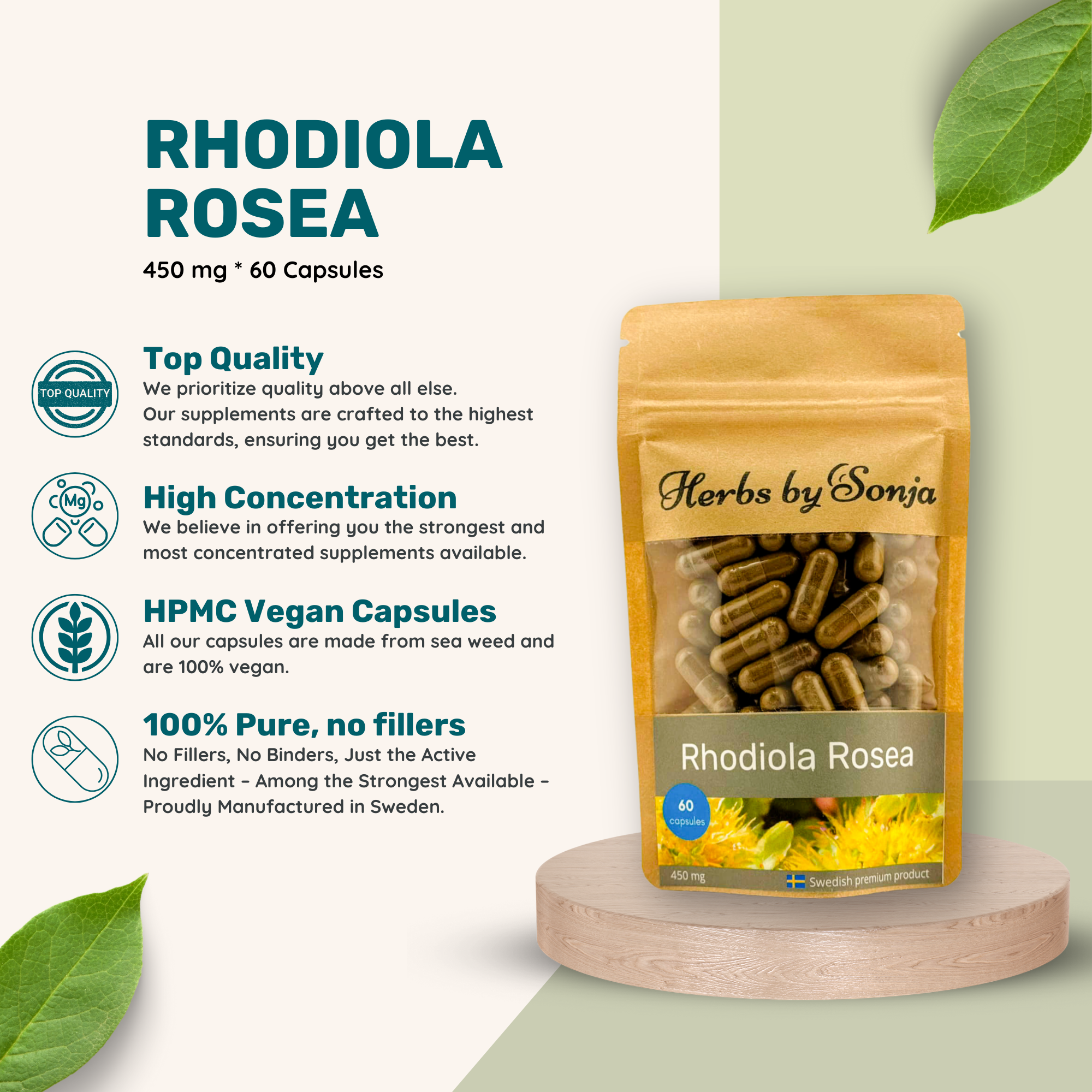 Herbs By Sonja - Natural health supplements - Wholesale Oral Supplement/Vitamin - Rose Root 450mg – Wholesale Energy, Focus & Stress Relief1