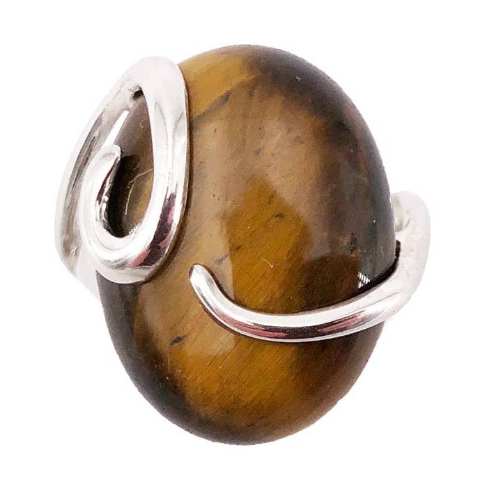 “Océane” Tiger Eye Ring - Sterling Silver for wholesale by France Mineraux