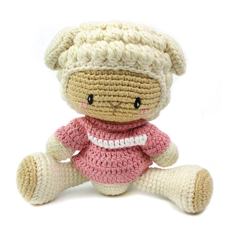 Hand Crochet Stuff Toy, Lively Barbra the Cream Sheep for wholesale by Paul and Lucy