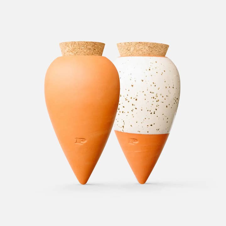 Pepin - Wholesale Plant Pot - Duo of ollas - 1 terracotta olla & 1 speckled white olla