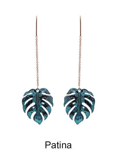 TheTizana - Wholesale Dangle Earrings - Monstera Earrings Tropical Plant Leaf - Long Drop2
