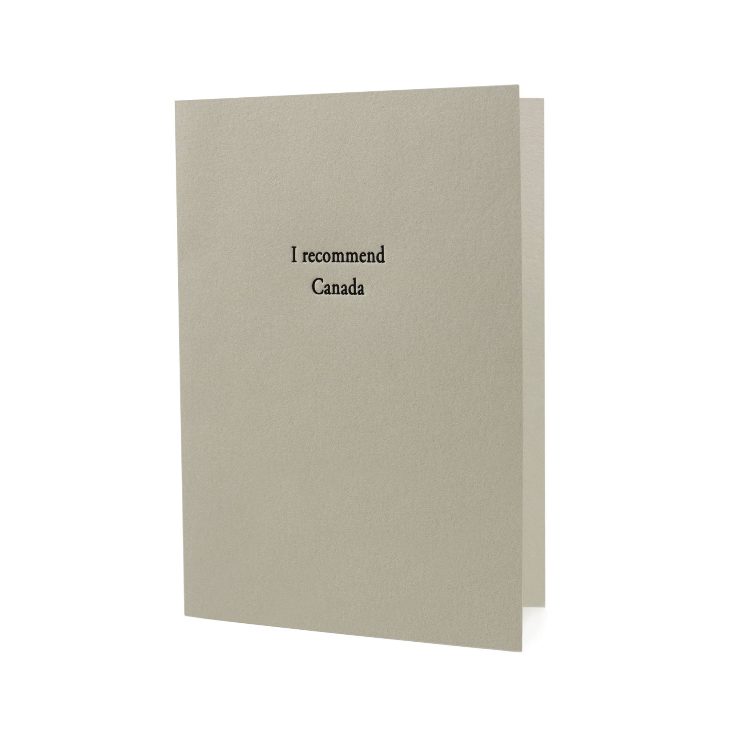 Hat Wig Glove Co. - Wholesale Everyday Greeting Card - I Recommend Canada Letterpress Card