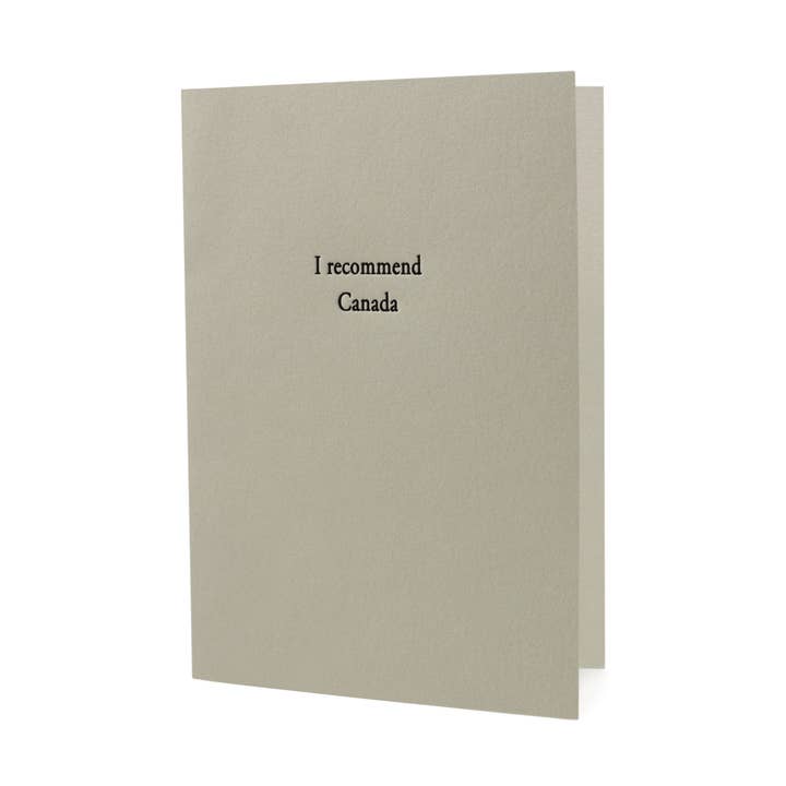 I Recommend Canada Letterpress Card for wholesale by Hat Wig Glove Co.