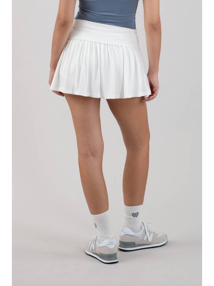The Workshop Studio - Wholesale Skirt - Women's - WIDE WAISTBAND TENNIS MINI SKIRT WITH SHORTS