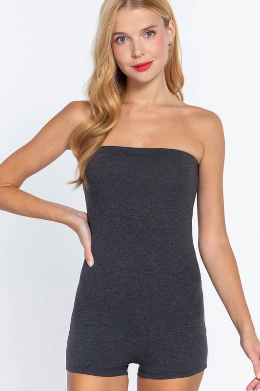 Active Basic | Active USA - Vendita all'ingrosso Tutina - Donna - Pagliaccetto in cotone spandex con tubo Bodycon senza spalline20