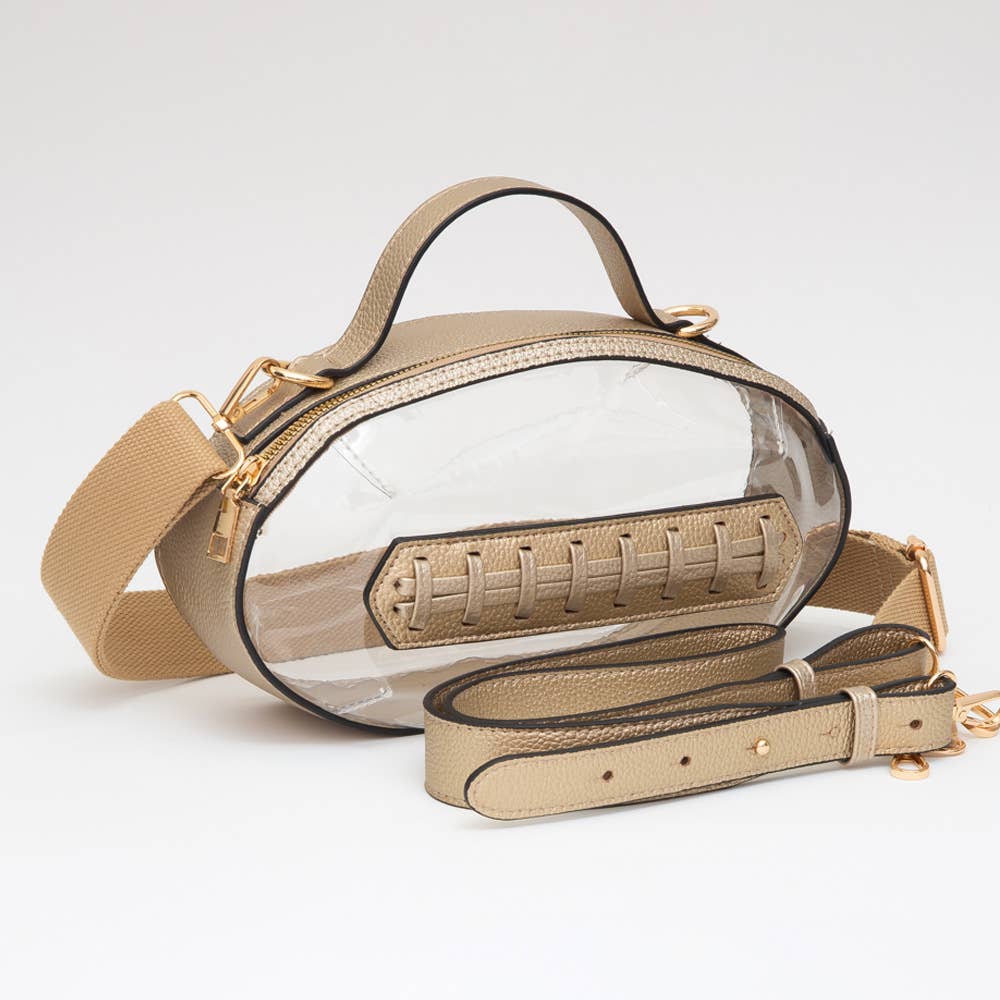 Sensibling Corp. - Wholesale Crossbody Bag - Women's - Football Shaped Transparent Crossbody Bag
4