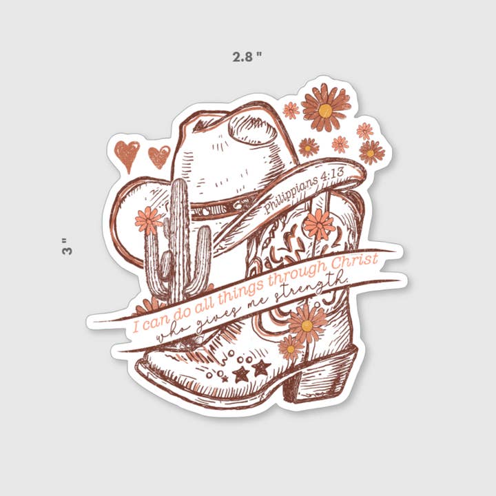 Scripted Pearl - Wholesale Sticker - I Can Do All Things Western Christian Sticker, Waterproof1