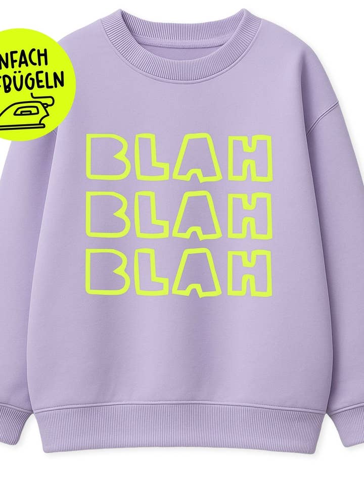 XL écusson en flocage - BLAH BLAH BLAH *thermocollant* pour la vente par Paul und Clara
