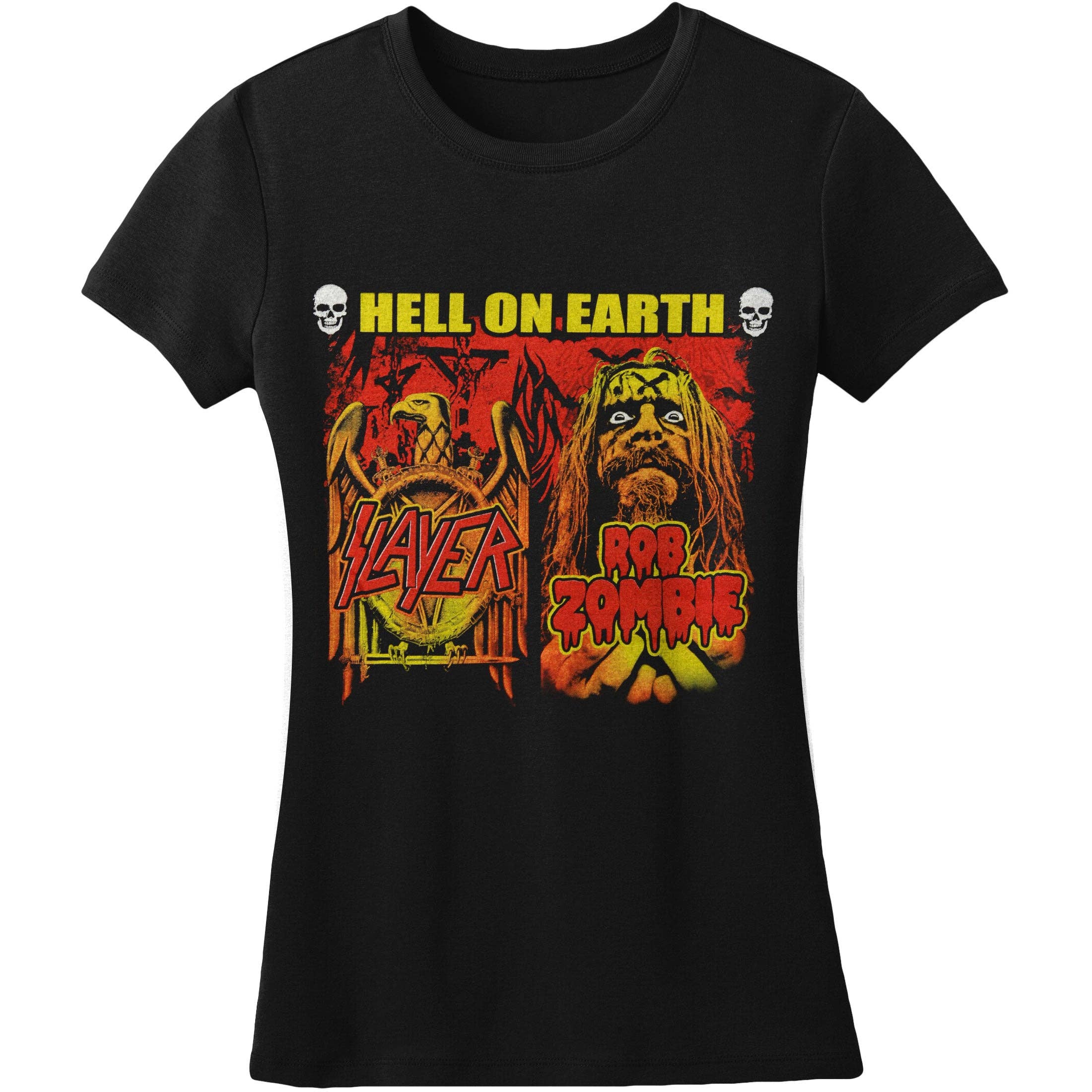 Rockabilia - Wholesale Screen Printed T-Shirt - Women's - Slayer Hell On Earth 2011 Tour Soft Junior Top0