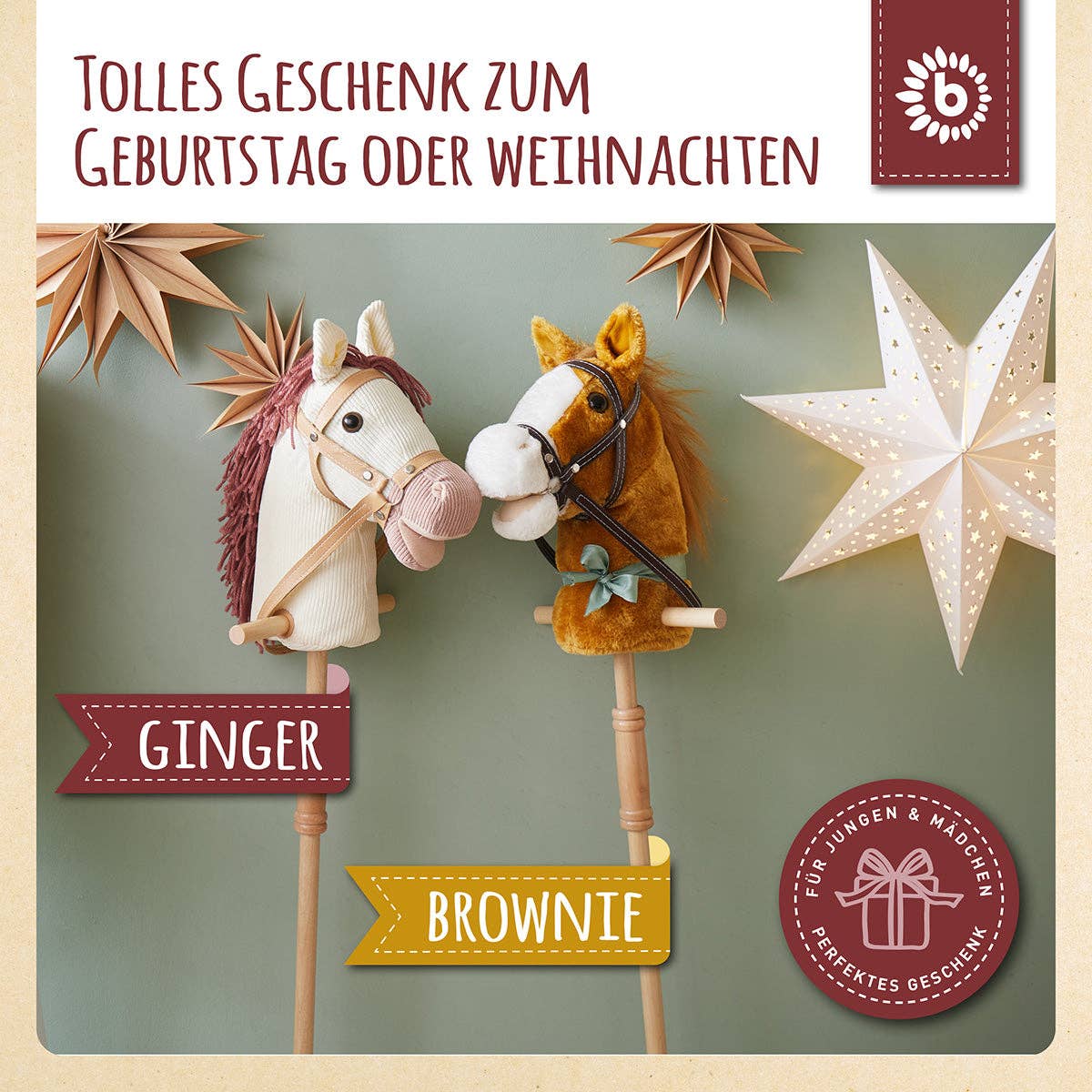 Bieco Spielwaren - Venta al por mayor Juguete de madera - Niños - Caballito de palo Ginger6