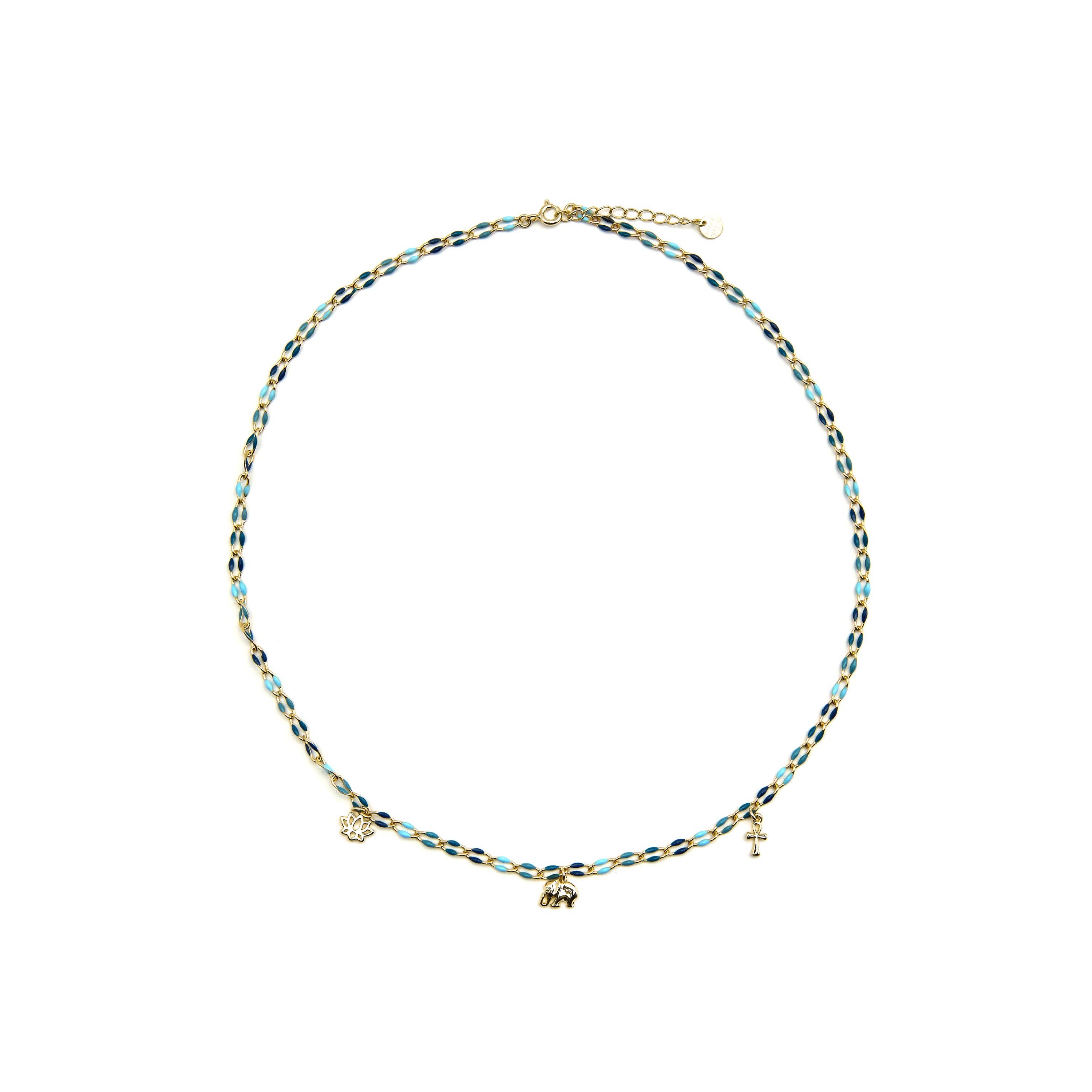 Luxenter – Gargantilha/coleira por atacado – Colar de Prata de Lei 925 e Lacado Azul acabamento ouro 18k - Shione1