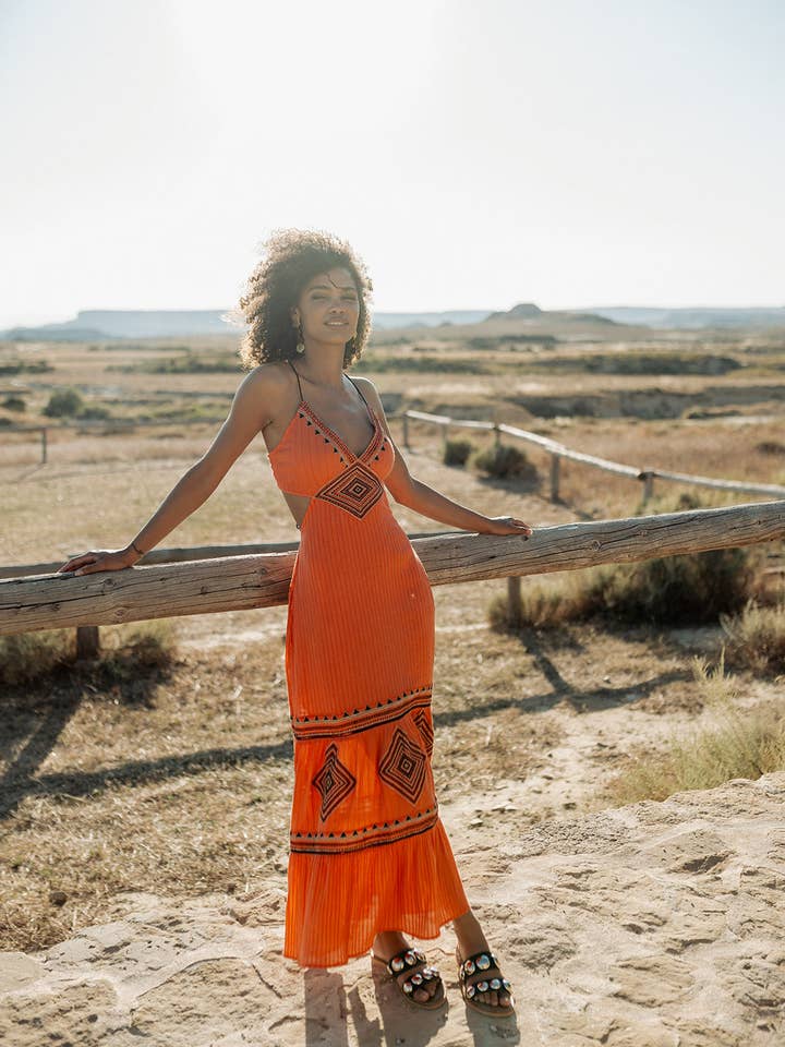 CANCUN ORANGE SKÅRET KJOLE for engroshandel hos Piti Cuiti