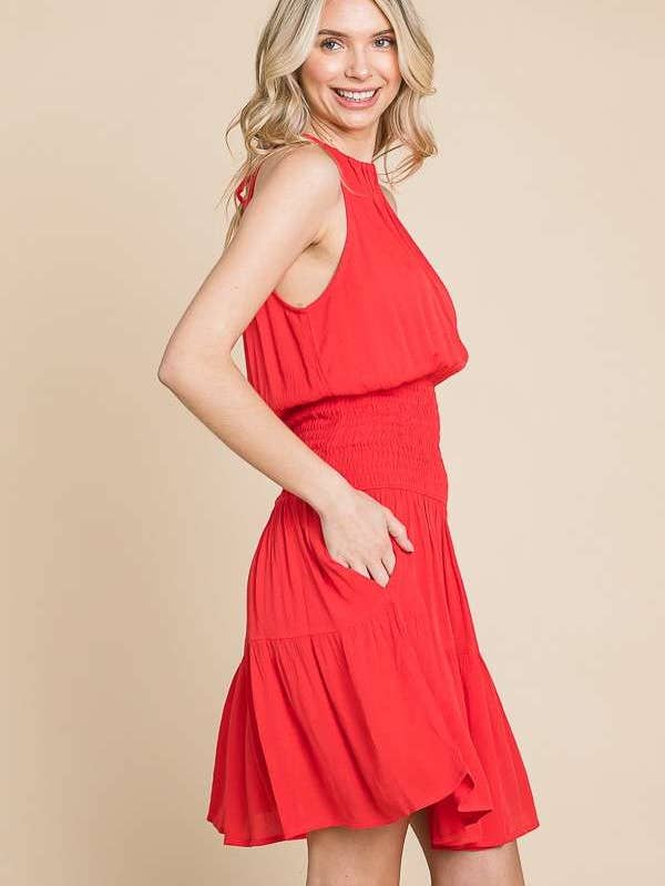 Culture Code - Wholesale Dress - Women's - CWD1568 - HALTER NECK TIERED MINI DRESS1