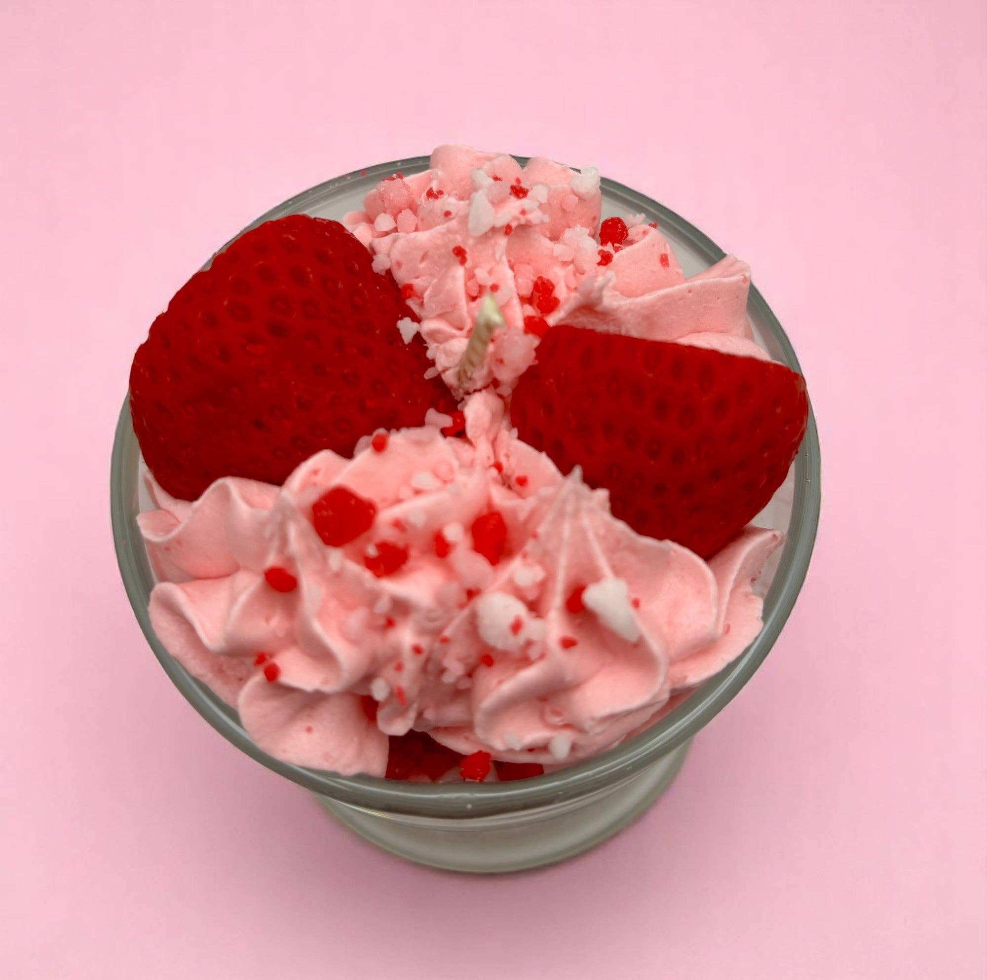 Wax and Wix Bakery® - Wholesale Jar/Filled Candle - Strawberry Crunch Cake Candle.13 oz. Large Dessert Candle2