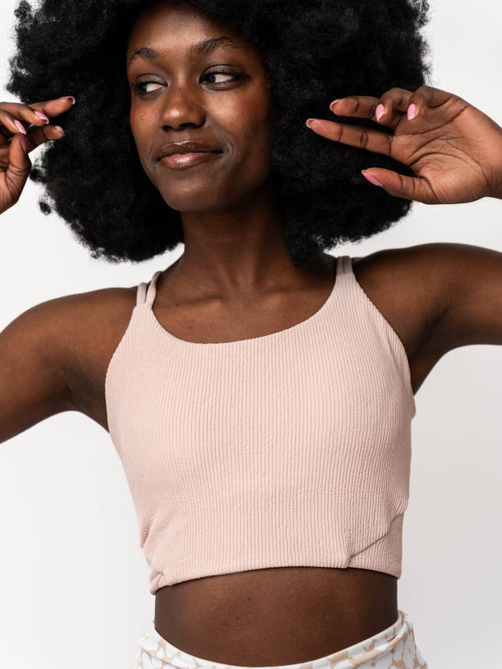 Tan Double Strap Swim Top for wholesale by Coral Reef Swim