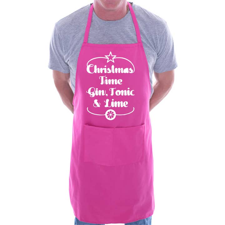 Print4U – Großhandel Schürzen – Lustige Grillschürze mit Gin und Limette, Weihnachtsmotiv, für Chefkoch4