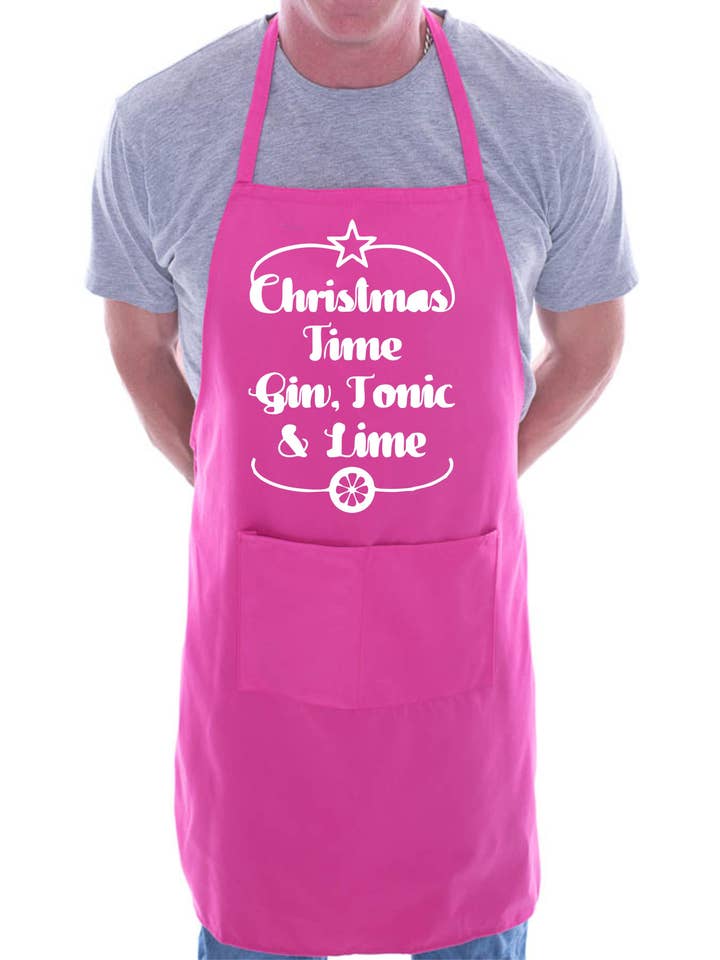 Tablier de barbecue Christmas Time Gin and Lime Xmas Funny Chef Cook pour la vente par Print4U