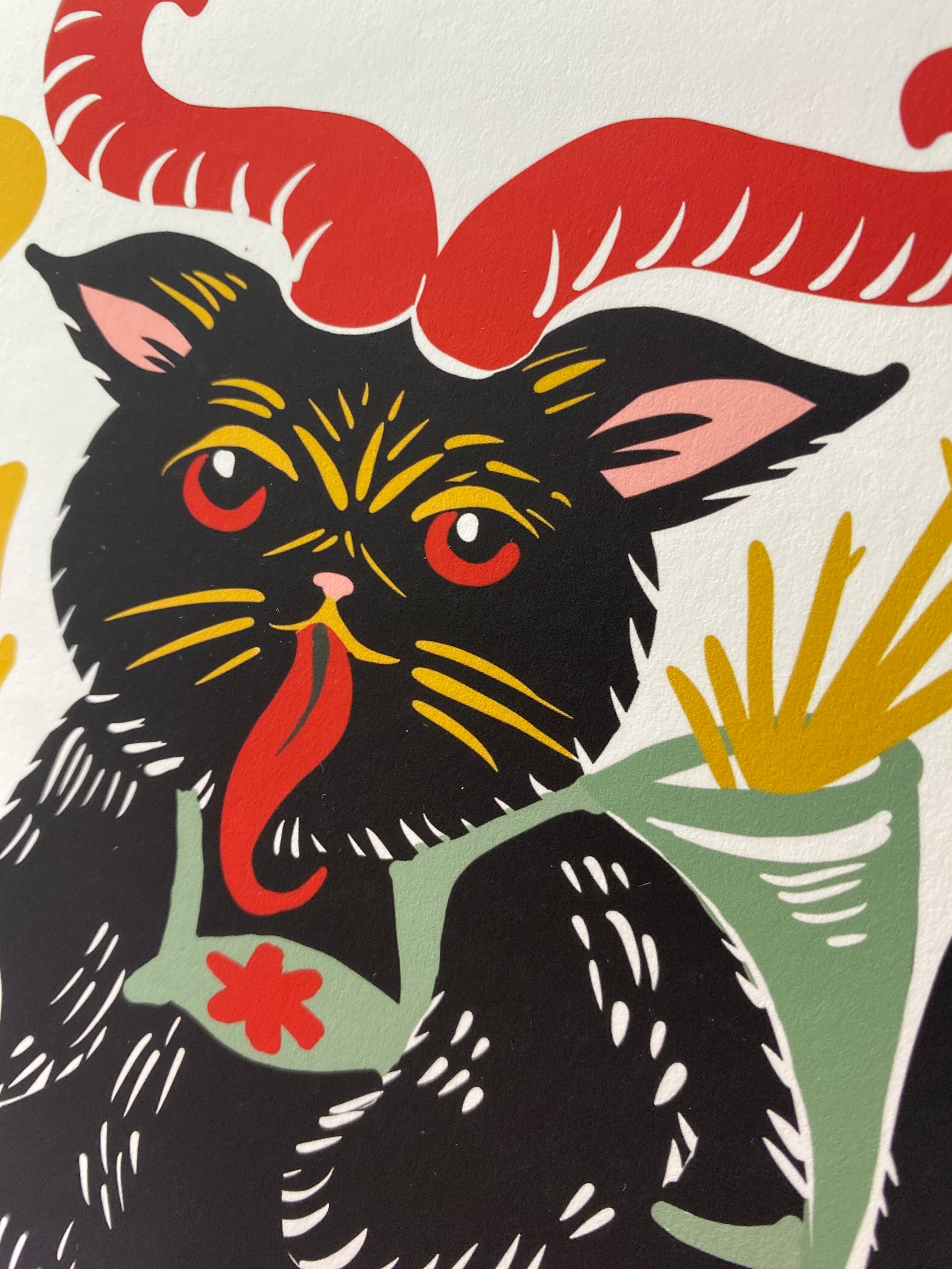 Melissa Pothier Art - Wholesale Art Print - Krampus Cat Art Print, Krampus Kitty, Cat Gift, Cat Art2