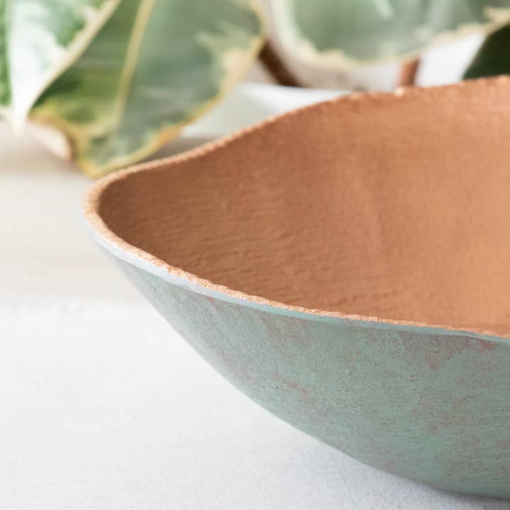 Andaluca - Wholesale Decorative Plate/Dish/Bowl - Cast Metal Turquoise Copper Finish Decorative Bowl 15in