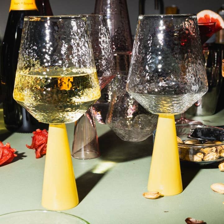 Brut Homeware - Vente Verres à vin - Verre à vin Claude, transparent/topaze opaque, set de 2