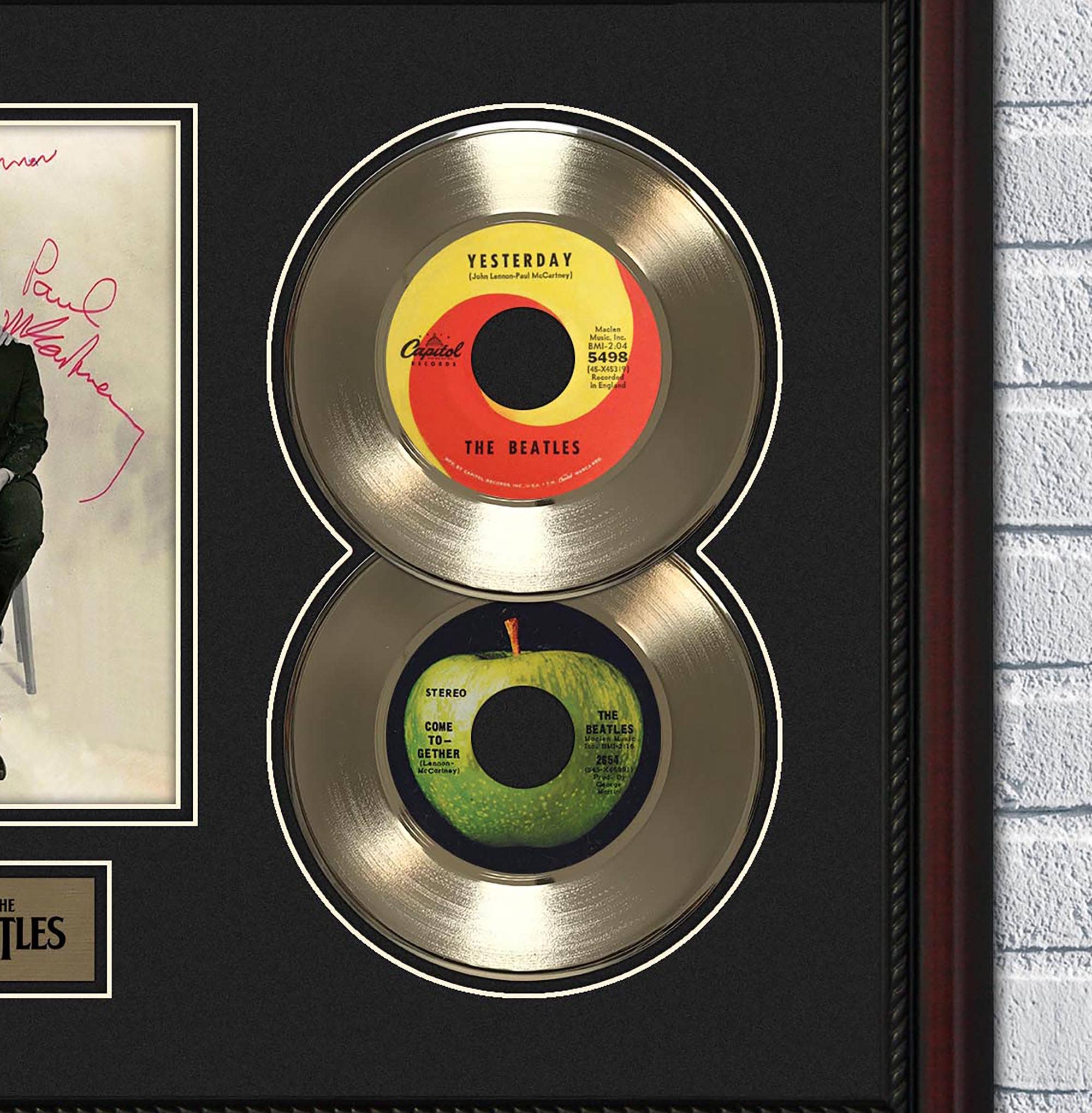 Gold Record Outlet – wholesale Sign – Beatles Framed 45 Record w/ Reproduction Signatures1