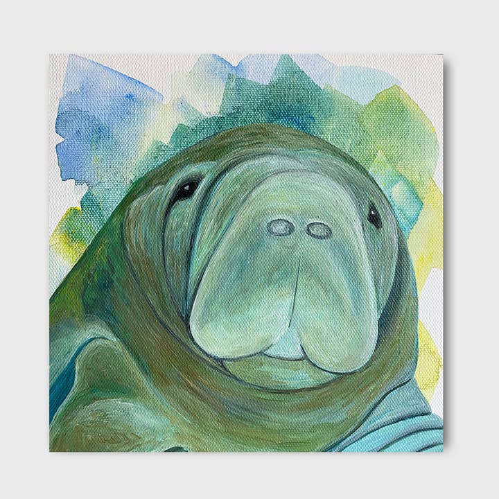 Manatee Art Print 8x8" for wholesale by Jeanelle Demers