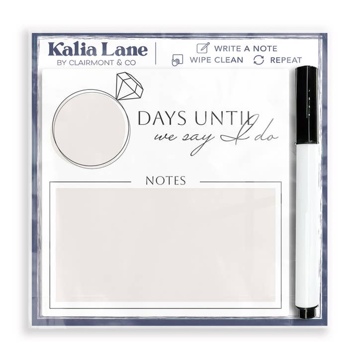 Wedding Countdown, Notes, Dry Erase Glass Tile, Desk Notes for wholesale by Clairmont & Co