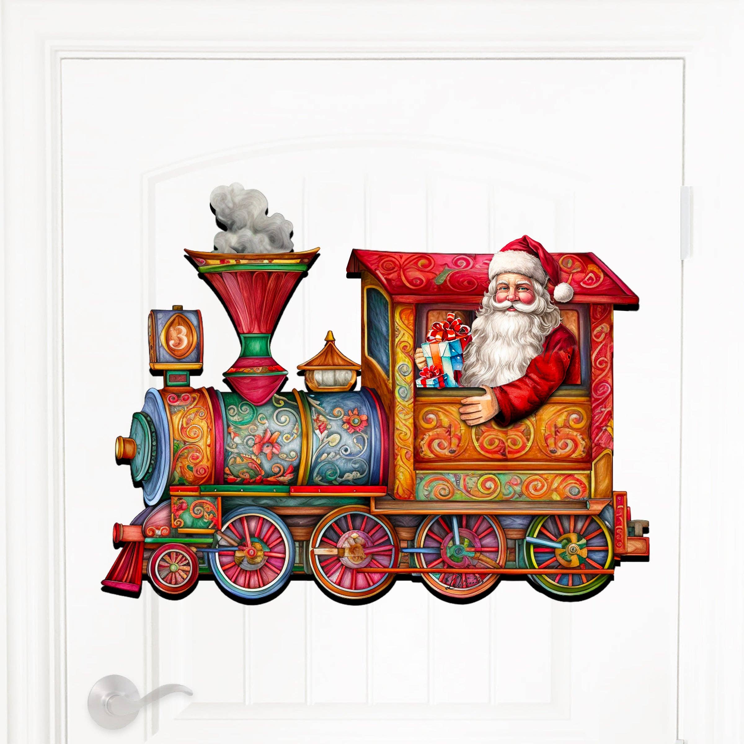Designocracy - Wholesale Deurhanger - Santa's Train Holiday Door Decor Debrekht | Christmas Snowman5