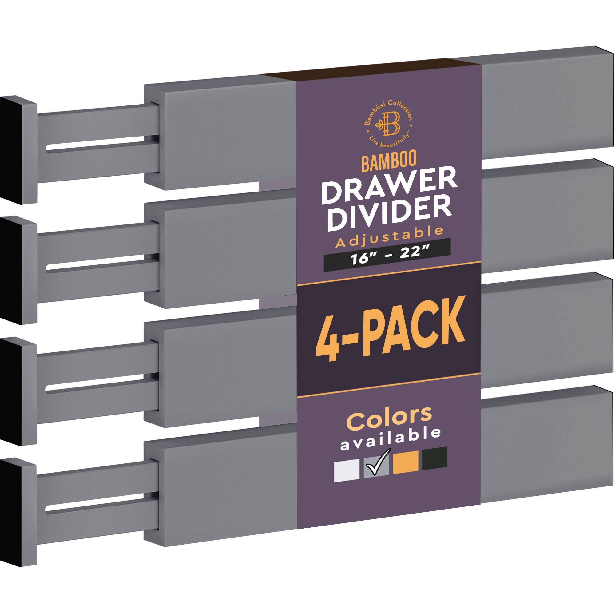 Bambusi – Großhandel Schubladen-Organizer – Schubladenteiler aus Bambus, verstellbare Schubladenablage, 4er-Pack7
