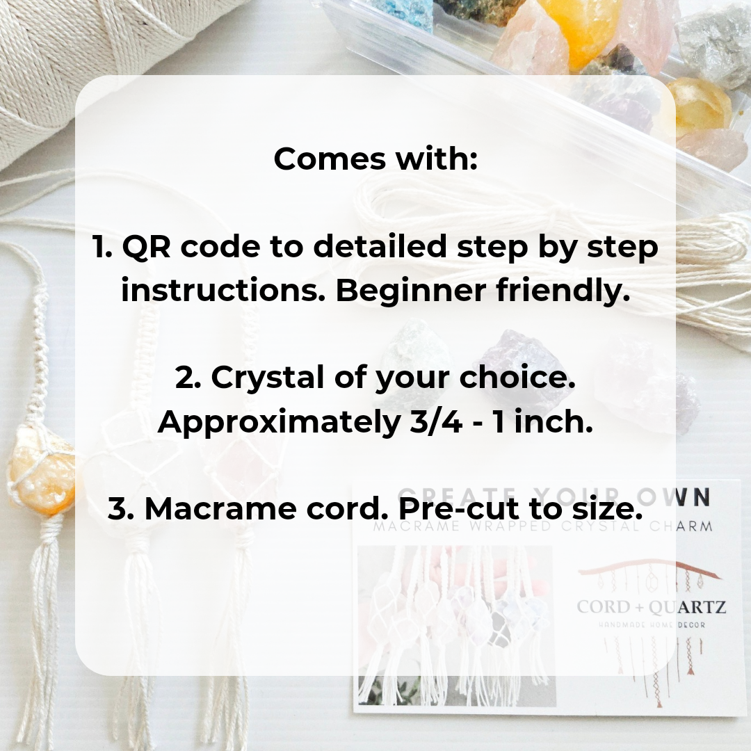 Cord + Quartz - Wholesale DIY Craft Kit - Macrame wrapped crystal rear view mirror char DIY craft kit.7
