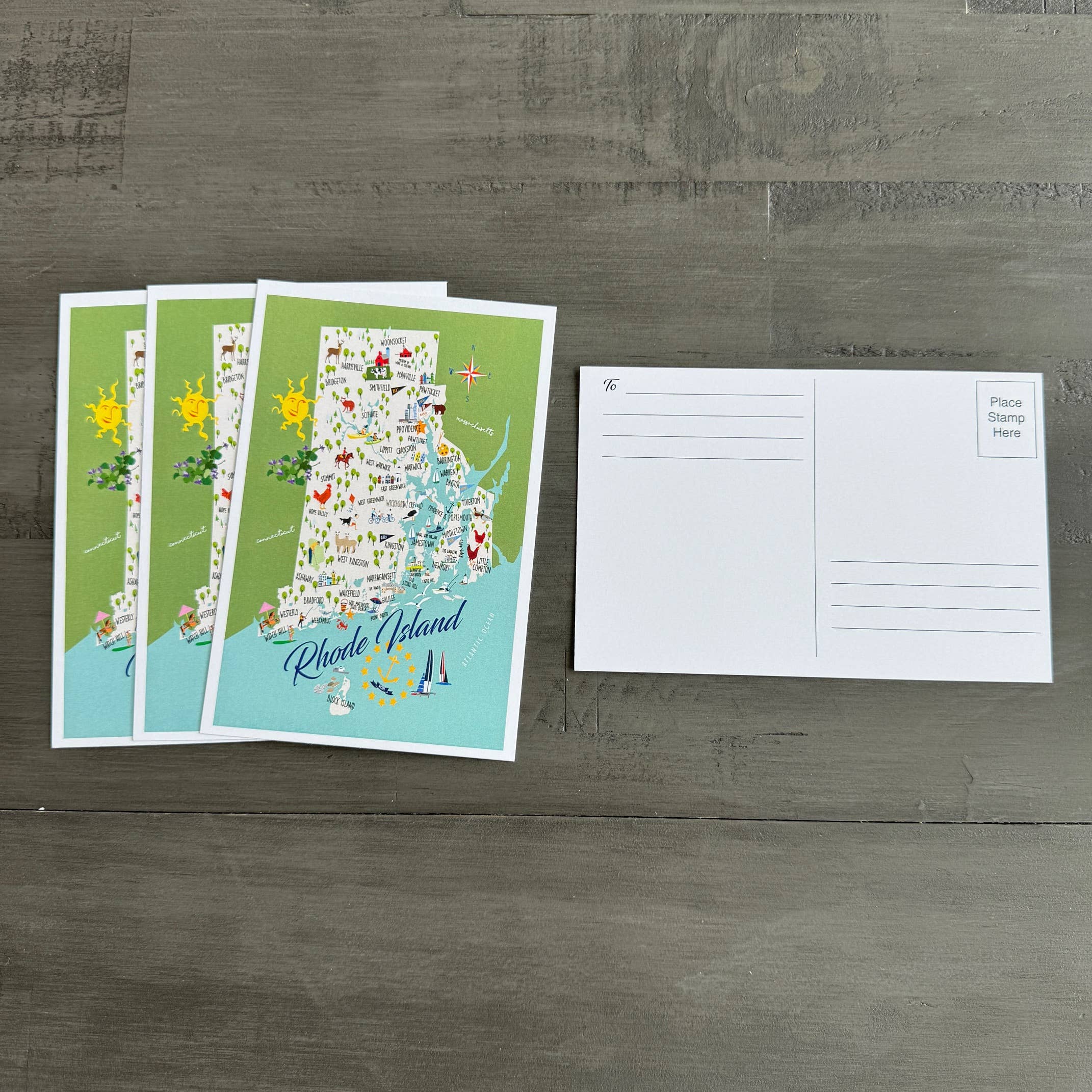 Galleyware - Vente Cartes postales - Carte postale Rhode Island 4 x 6 pouces1