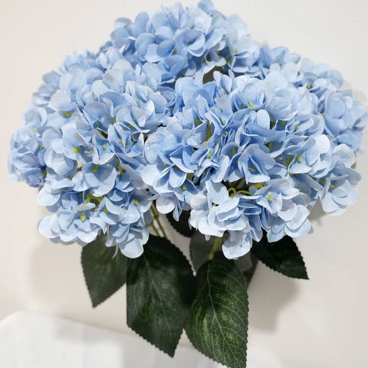Sweet Home Deco - Wholesale Artificial Flowers - 18" Super Soft Silk Hydrangea Artificial Flower Bush Blue