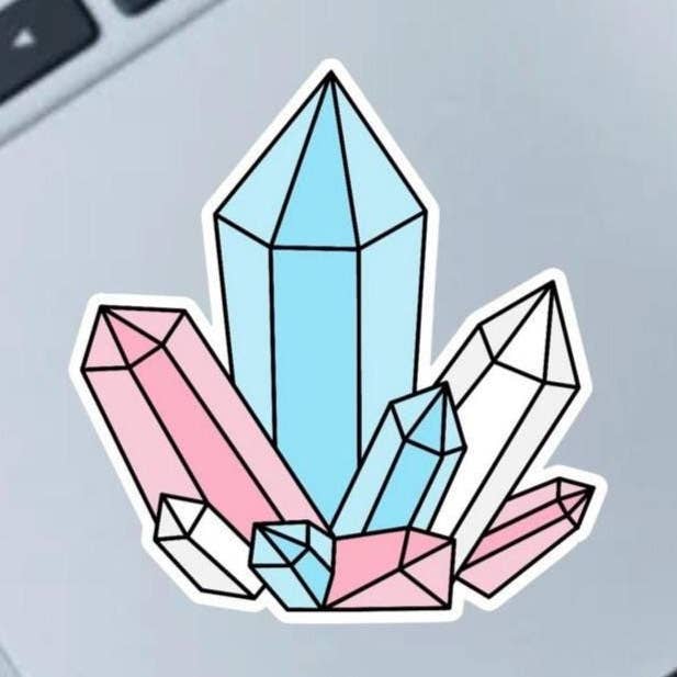 Trans Flag Crystals 2.5" Vinyl Sticker for wholesale by Fable and Flame Co.