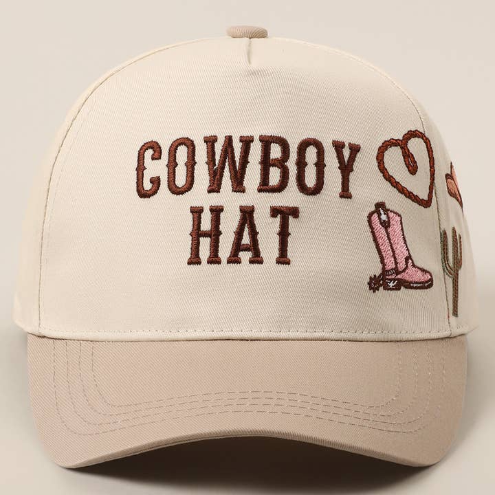 Beige Cowboyhat Kaktus Hjerte Broderi Truckerhat for engroshandel på Faire