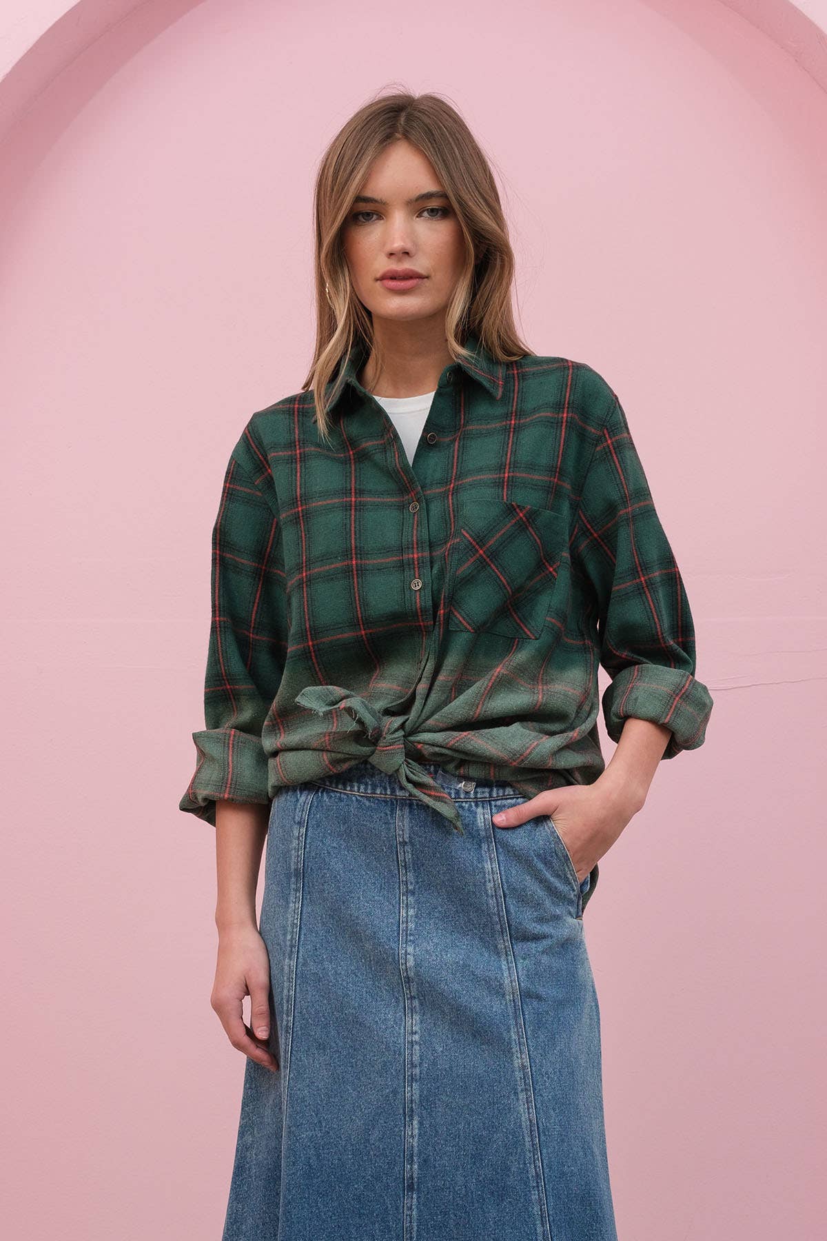 RAISONNEL - Vente Chemise – femme - Chemise à carreaux tie dye - SRT13290