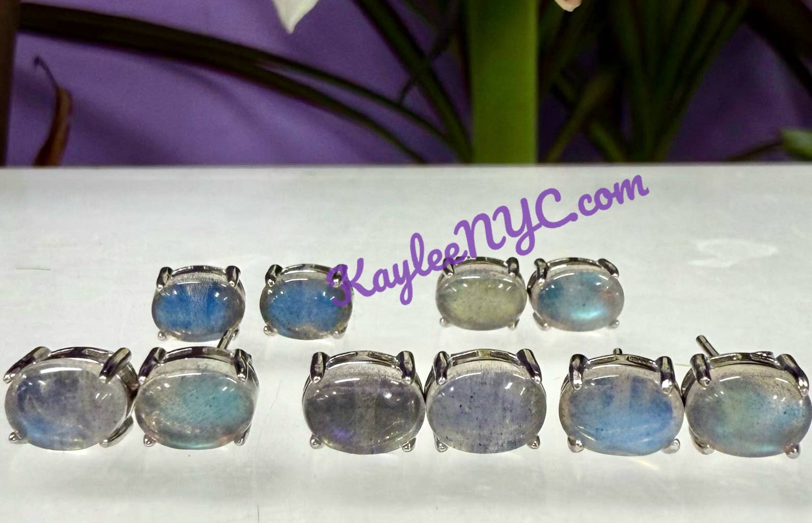 KayleeNYC - Wholesale Stud/Post Earrings - Natural Labradorite sterling Silver925 Earring Studs4