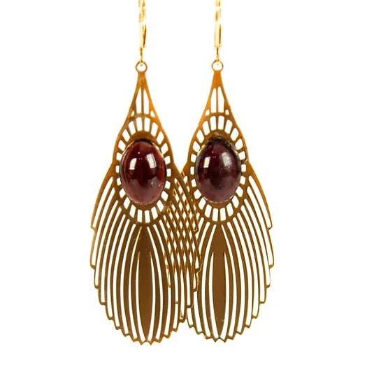 Boucles Lucia grenat pour la vente par Baroca Bijoux Paris