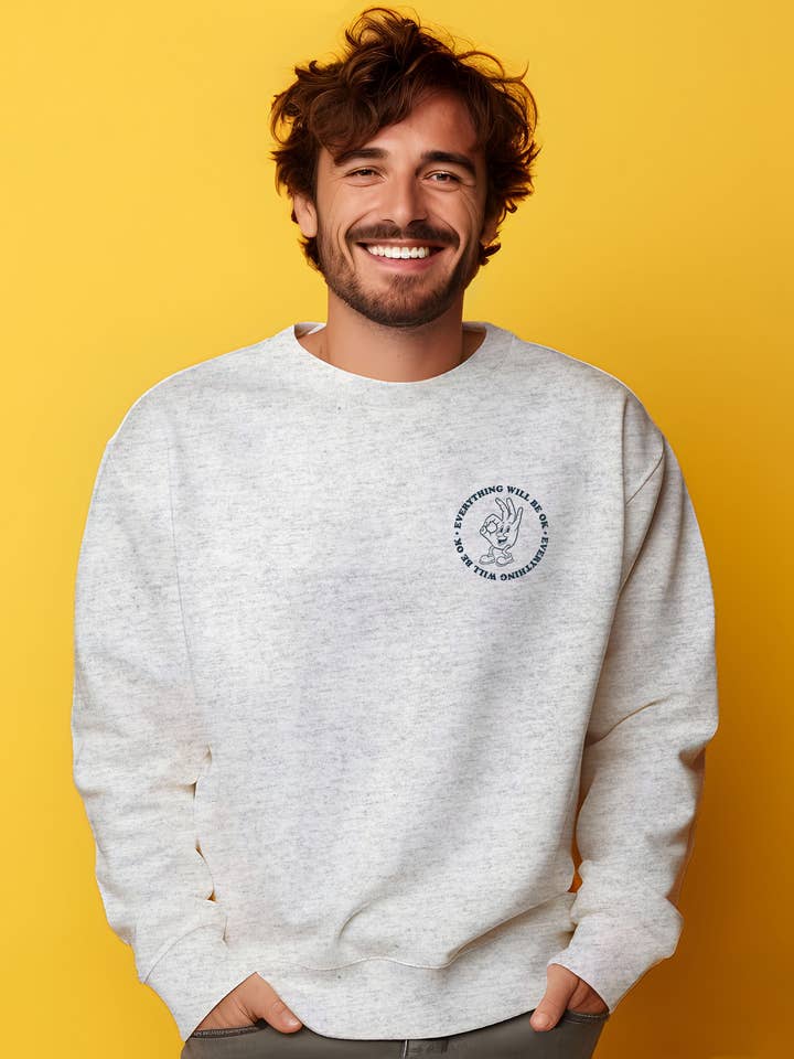 ALT VIL VÆRE OK MÆNDS GRÅ PORCELÆNSSWEATSHIRT for engroshandel hos Wooop